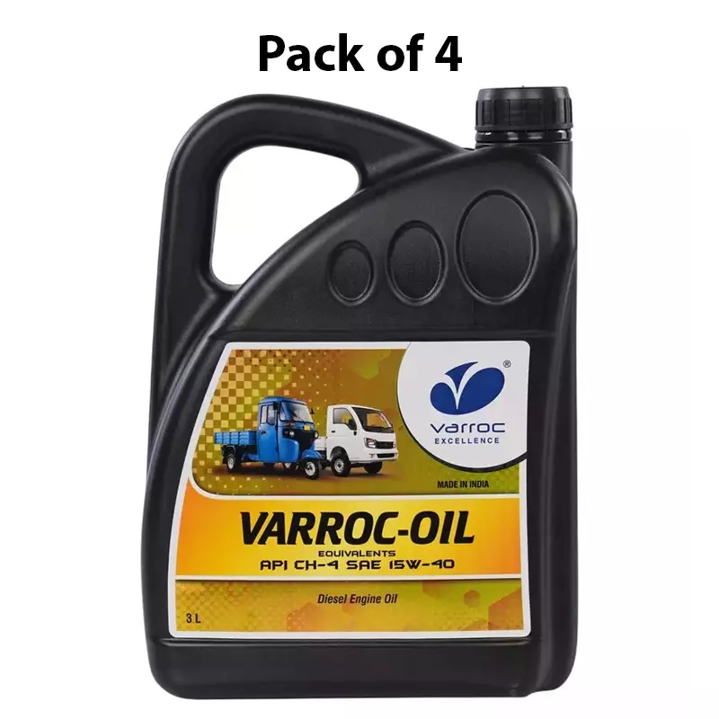 Varroc SAE 15W-40 CH-4 Multi Grade Engine Oil 3 L for 3 & 4 Wheeler Diesel Engine, VOIL-15W40-3000CH (Pack of 4)
