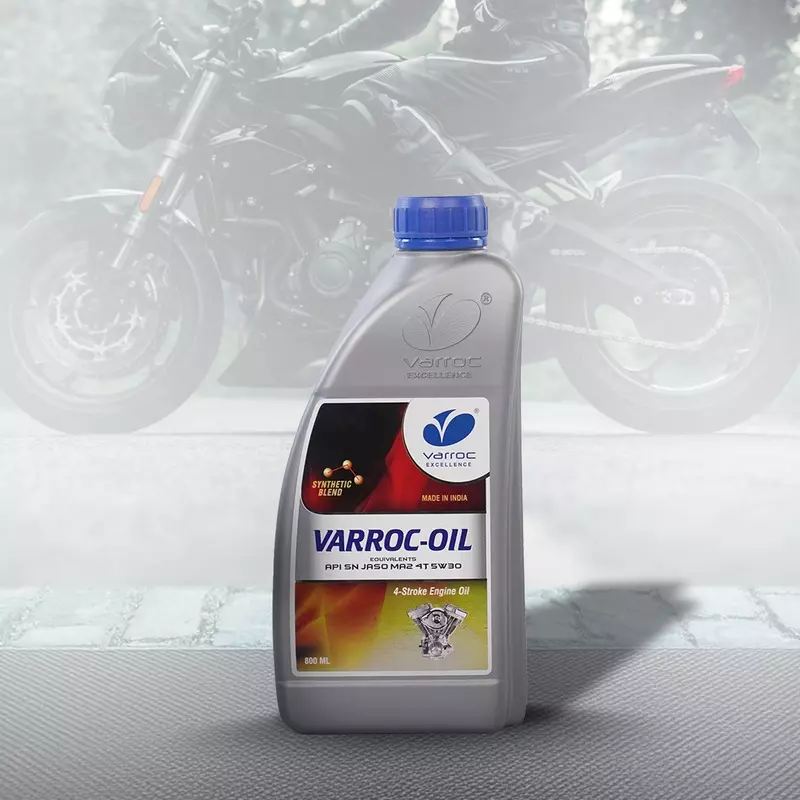 Varroc SAE 5W-30 SN MA2 Synthetic Engine Oil 800 ml for 2 Wheeler, VOIL-5W30-800SN (Pack of 4)