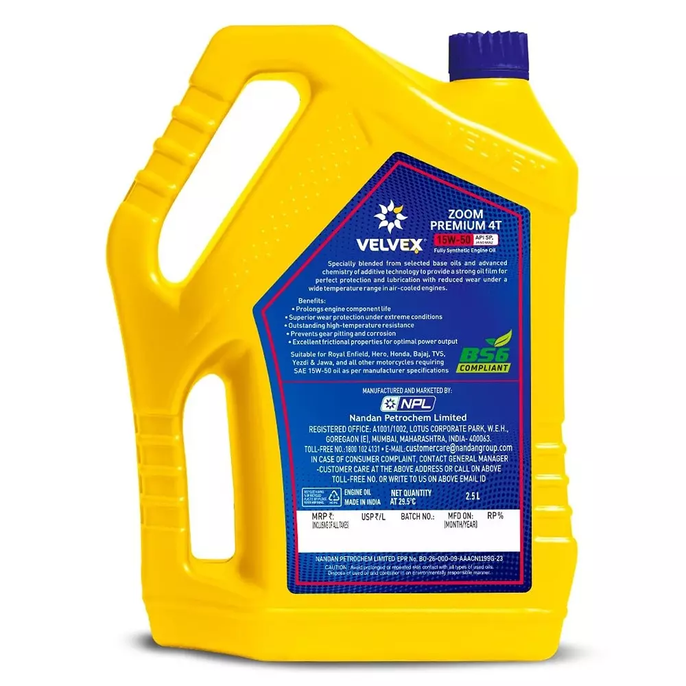 VELVEX Zoom Premium 4T 15W-50 Engine Oil 2.5 L Penta Max Protection for Bikes