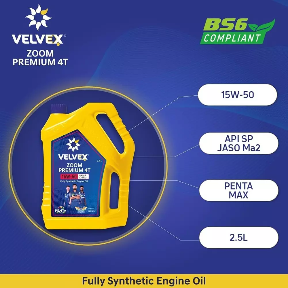 VELVEX Zoom Premium 4T 15W-50 Engine Oil 2.5 L Penta Max Protection for Bikes