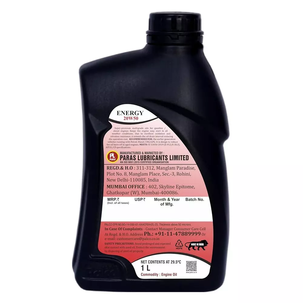 Palco  Engine Oil 1 L Capacity SL/CF API Energy- 20W40 Viscosity  (Pack of 5)
