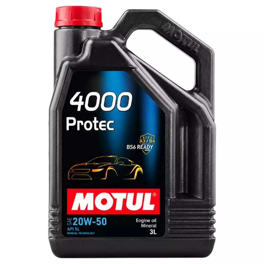 Motul 3 L 4000 Protec Mineral Engine Oil 20W-50 Ideal For Cars With 4 Stroke Engine