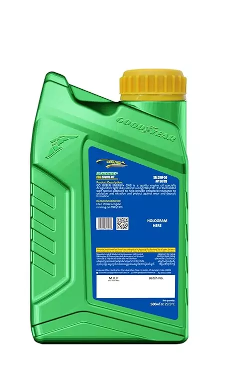 GOODYEAR Go Green+ 500ml 20W50 CNG Engine Oil For CNG Cars & Vehicles
