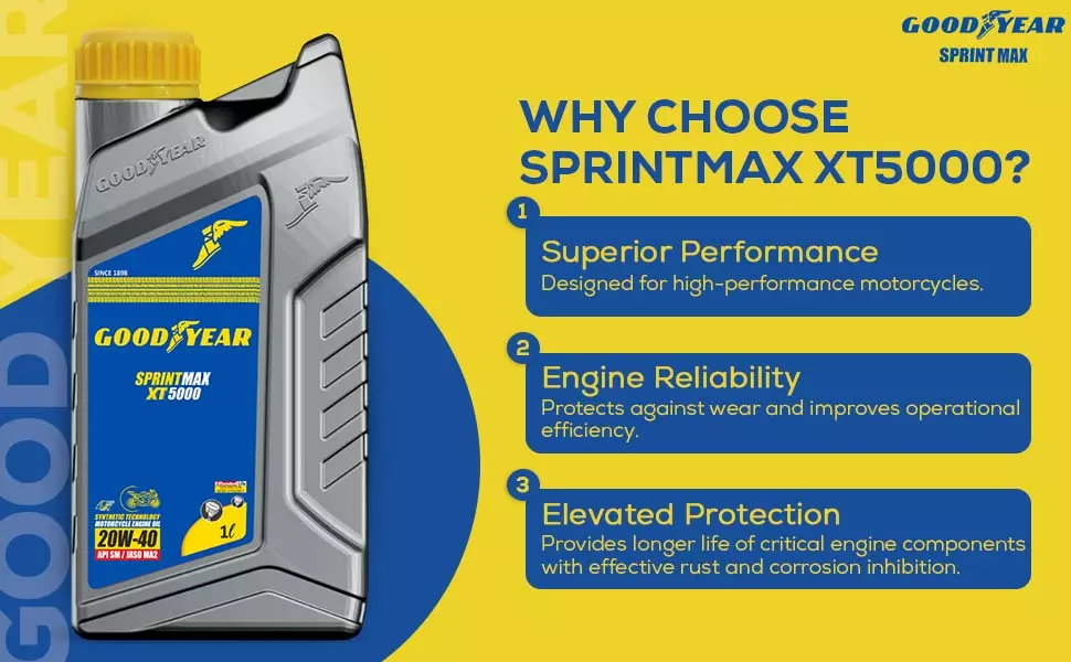 GOODYEAR 20W40 Sprintmax XT5000 4T Semi-Synthetic Engine Oil 1.0 Ltrs