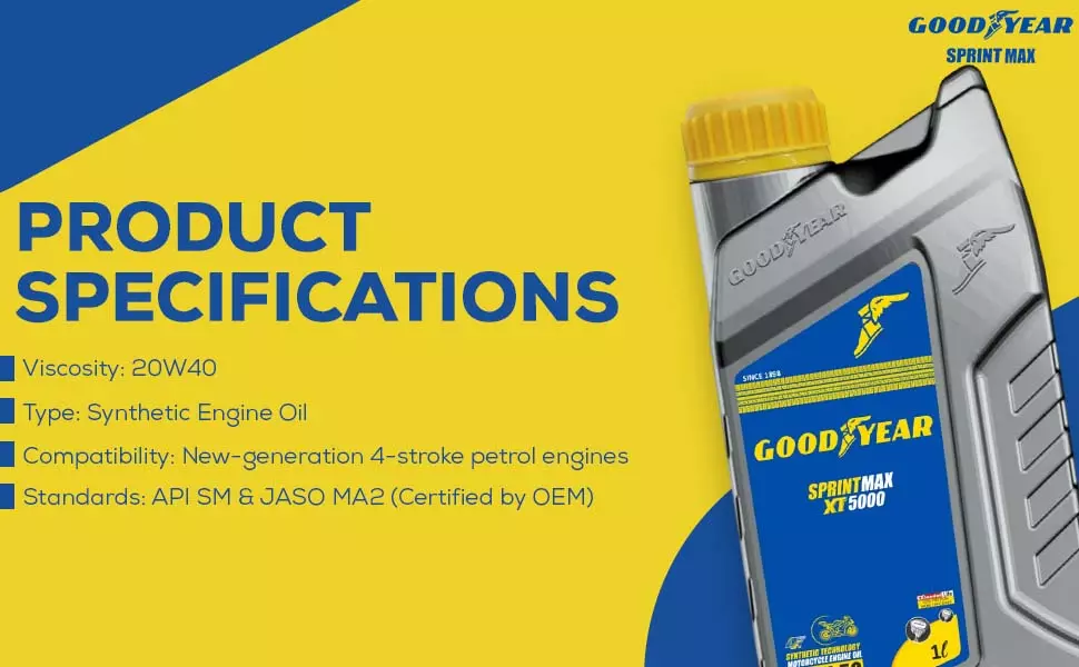 GOODYEAR 20W40 Sprintmax XT5000 4T Semi-Synthetic Engine Oil 1.0 Ltrs