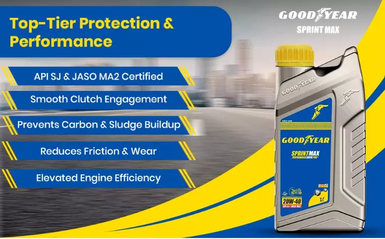 GOODYEAR 20W40 Sprintmax Performance Drive 4T Pro+ 4-Stroke Mineral Motorcycle Engine Oil 1.0 Ltrs