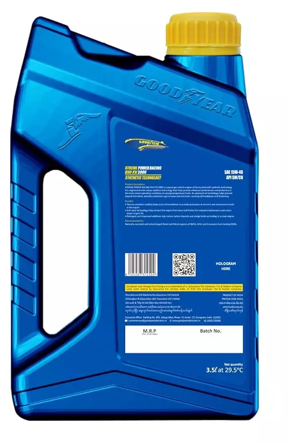 GOODYEAR 15W40 API SM/CH Xtreme Power Racing Duo FX 5000 Semi-Synthetic Multigrade Engine Oil 3.5L