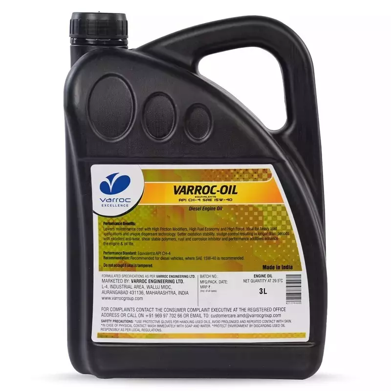 Varroc SAE 15W-40 CH-4 Multi Grade Engine Oil 3 L for 3 & 4 Wheeler Diesel Engine, VOIL-15W40-3000CH