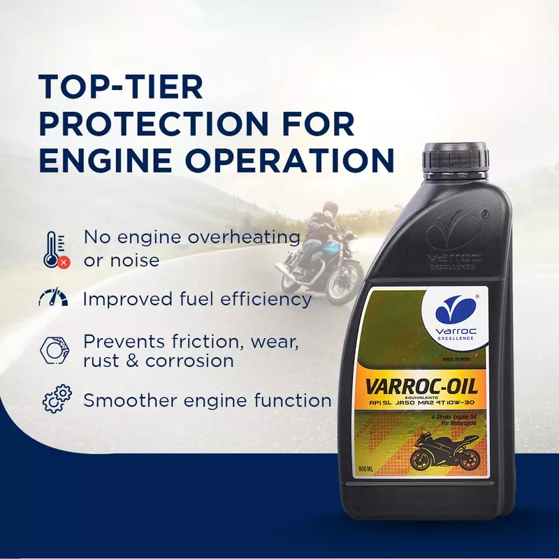 Varroc SAE 10W-30 SL MA2 Mineral Engine Oil 900 ml for 2 Wheeler, VOIL-10W30-900SL