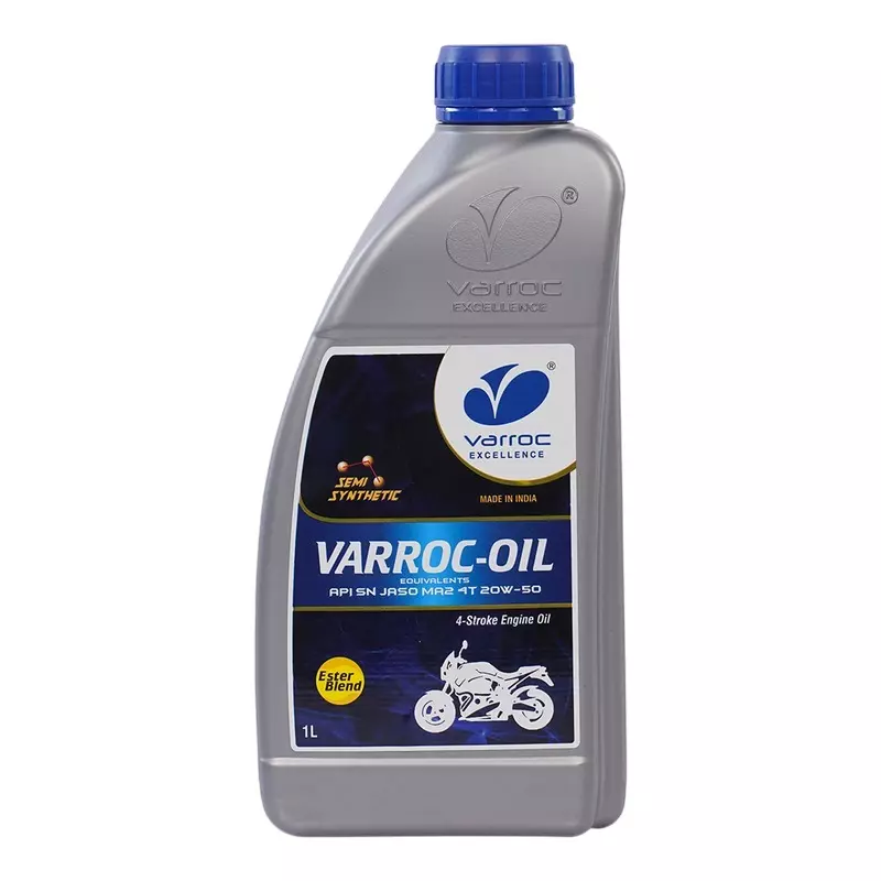 Varroc SAE 20W-50 SN MA2 Synthetic Engine Oil 1 L for 2 & 3 Wheeler, VOIL-2050D-1000SN (Pack of 4)
