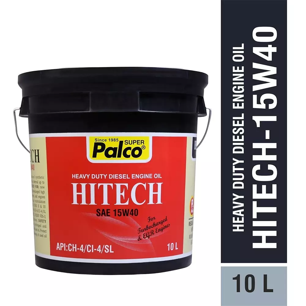 Palco Hitech Engine Oil 10 L Capacity CI-4 / SL API 15W40 Clear Golden Natural