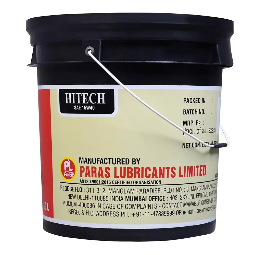 Palco Hitech Engine Oil 10 L Capacity CI-4 / SL API 15W40 Clear Golden Natural