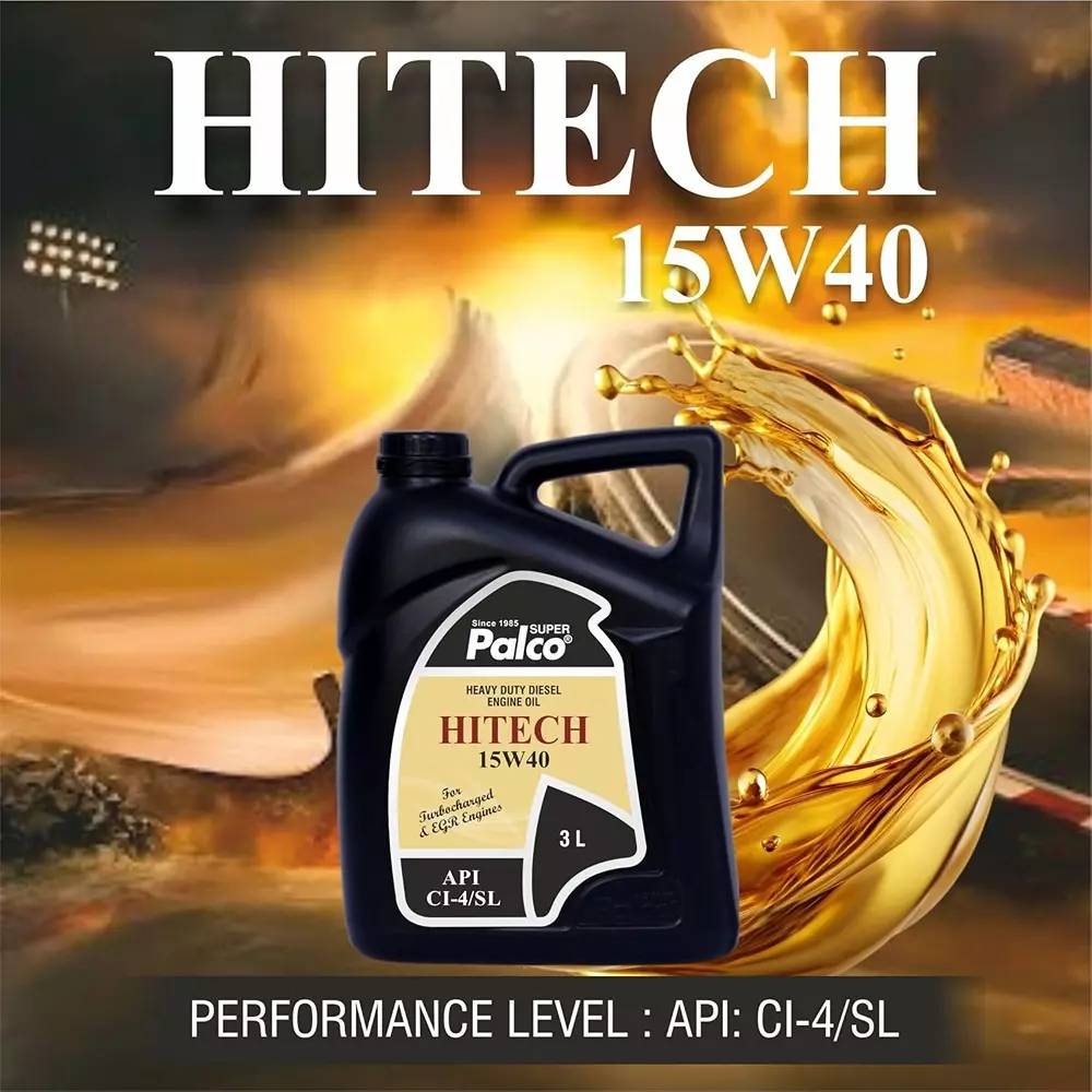 Palco Hitech Engine Oil 3 L Capacity CI-4 / SL API 15W40 Clear Golden Natural