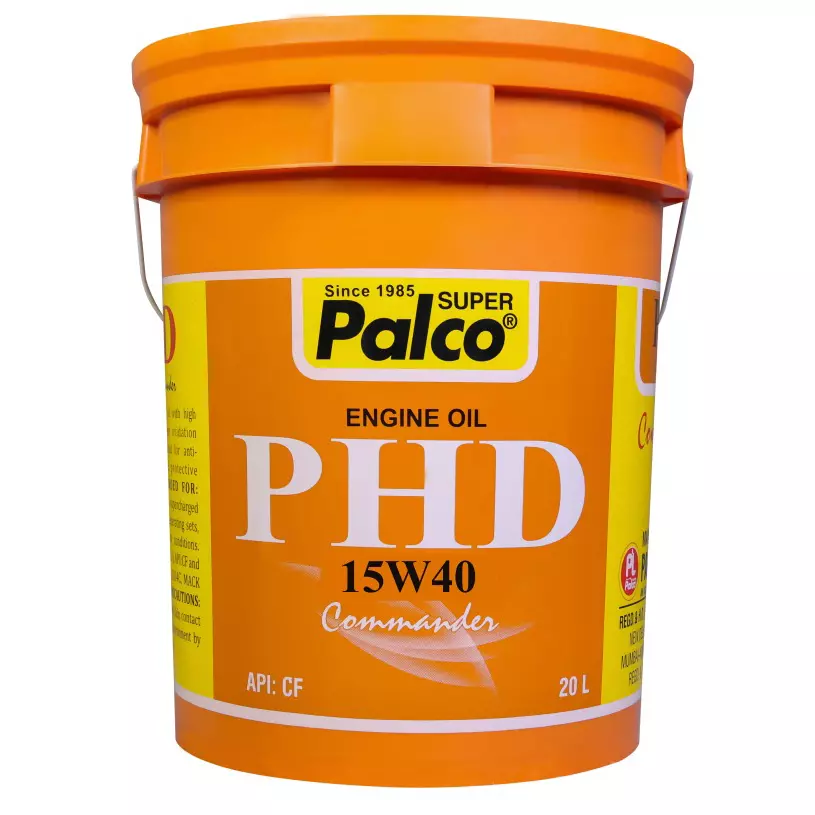 Palco Engine Oil CF/SF API 20 L Capacity PHD 15W40 Commander Clear Golden Natural