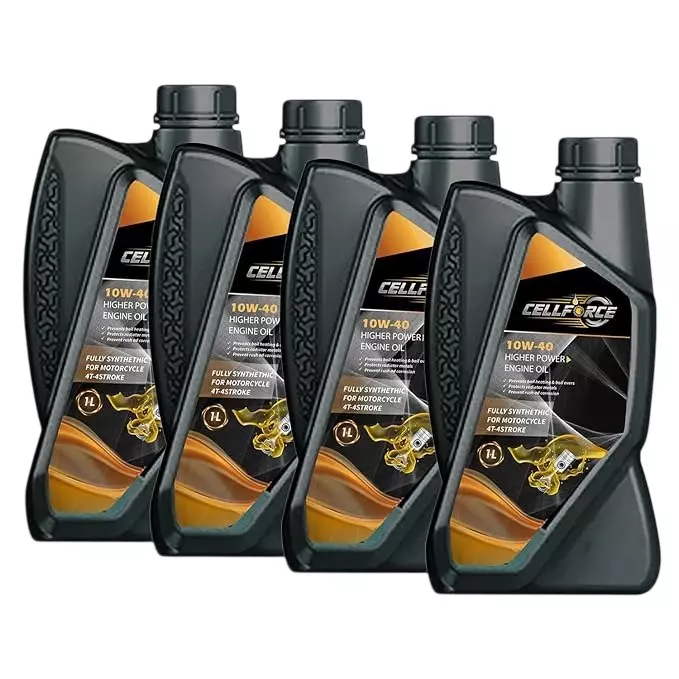 Cellforce Fully Synthetic 4 T-4 Stroke Engine Oil Yellow 1 L Bottle Liquid Product Form for Motorcycle Use, C_10w40_4L (Pack of 4 Pcs)