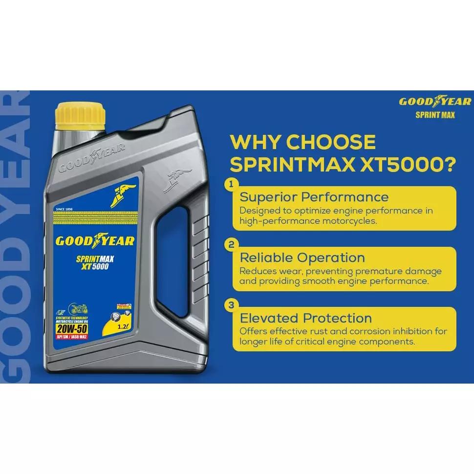 Goodyear Sprintmax XT5000 4T 20W-50 1.2 L Engine Oil for Motorcycles