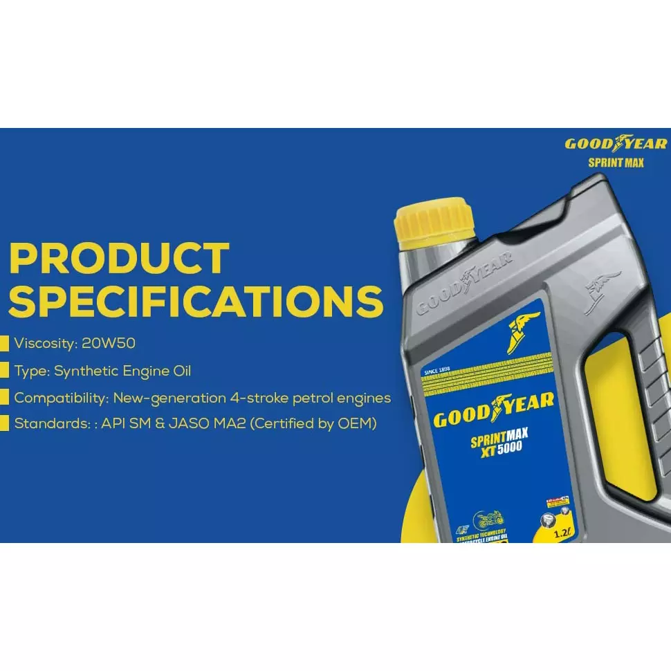 Goodyear Sprintmax XT5000 4T 20W-50 1.2 L Engine Oil for Motorcycles