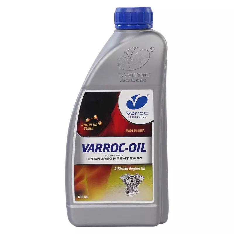 Varroc SAE 5W-30 SN MA2 Synthetic Engine Oil 800 ml for 2 Wheeler, VOIL-5W30-800SN (Pack of 5)