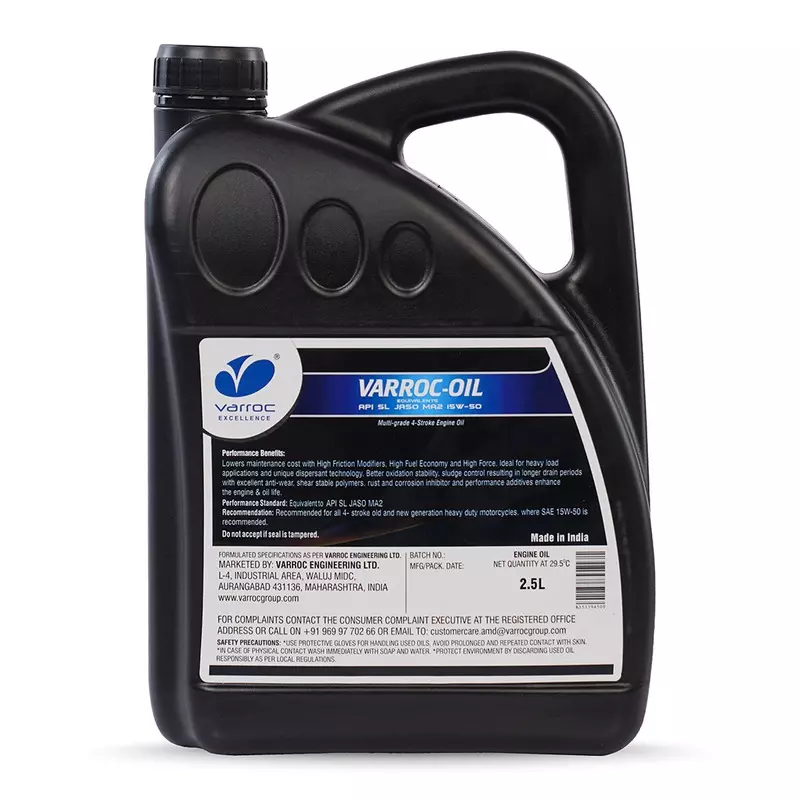 Varroc SAE 15W-50 SL Multi Grade Engine Oil 2.5 L for 2 Wheeler, VOIL-15W50-2500SL (Pack of 3)