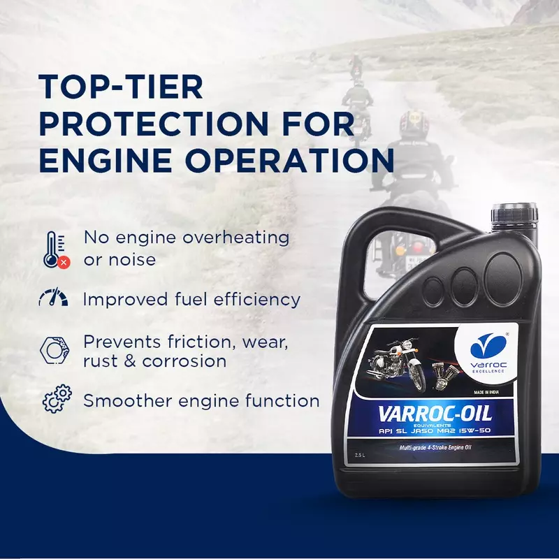 Varroc SAE 15W-50 SL Multi Grade Engine Oil 2.5 L for 2 Wheeler, VOIL-15W50-2500SL (Pack of 3)