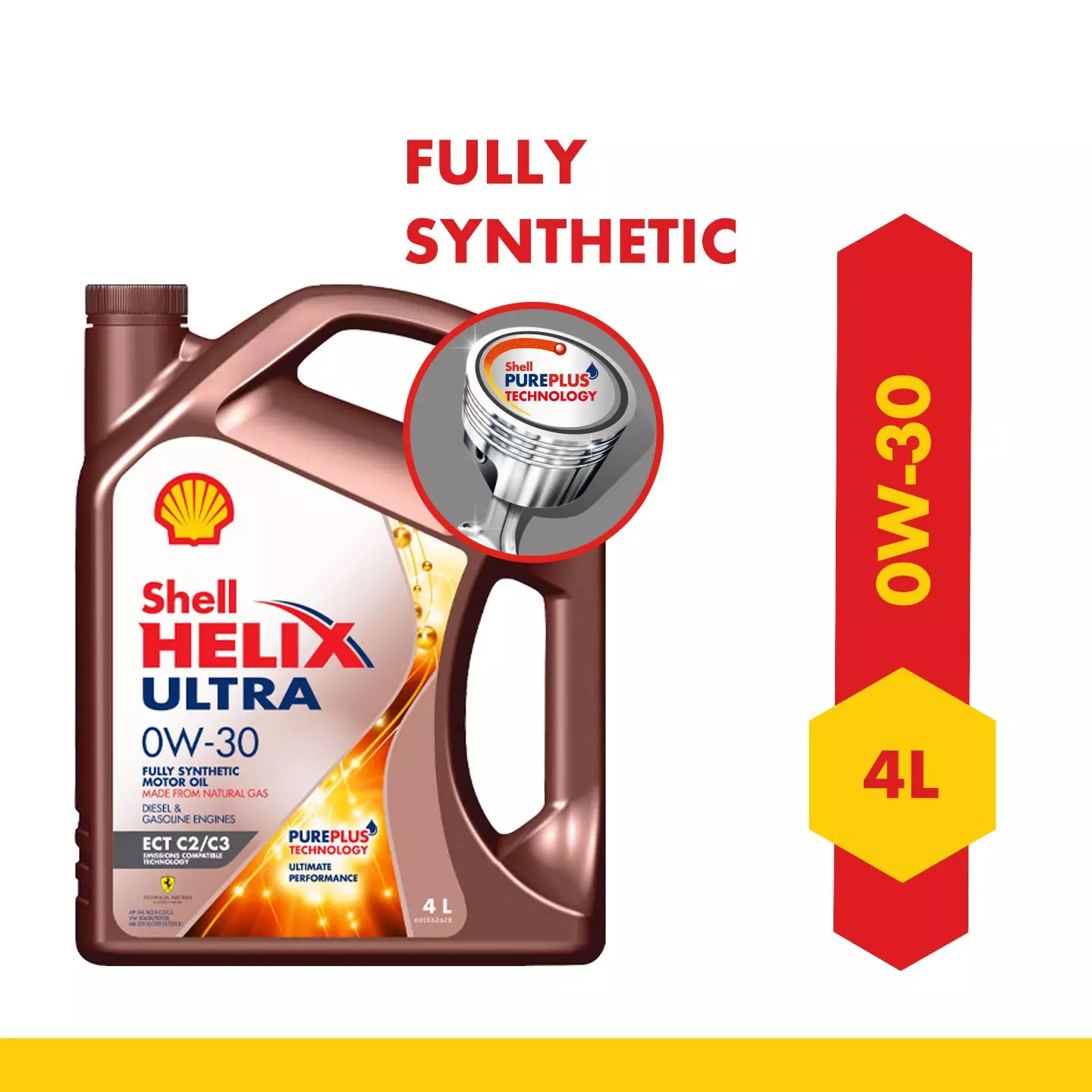 Shell Helix Ultra ECT Engine Oil 0W-30 4 L Fully Synthetic for Car & Motorbike, 550074606