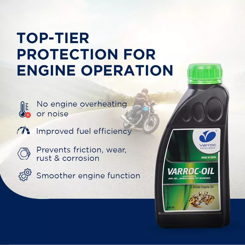Varroc SAE 20W-50 SL MA2 Multi Grade Engine Oil 500 ml for 2 & 3 Wheeler, VOIL-20W50-500SL