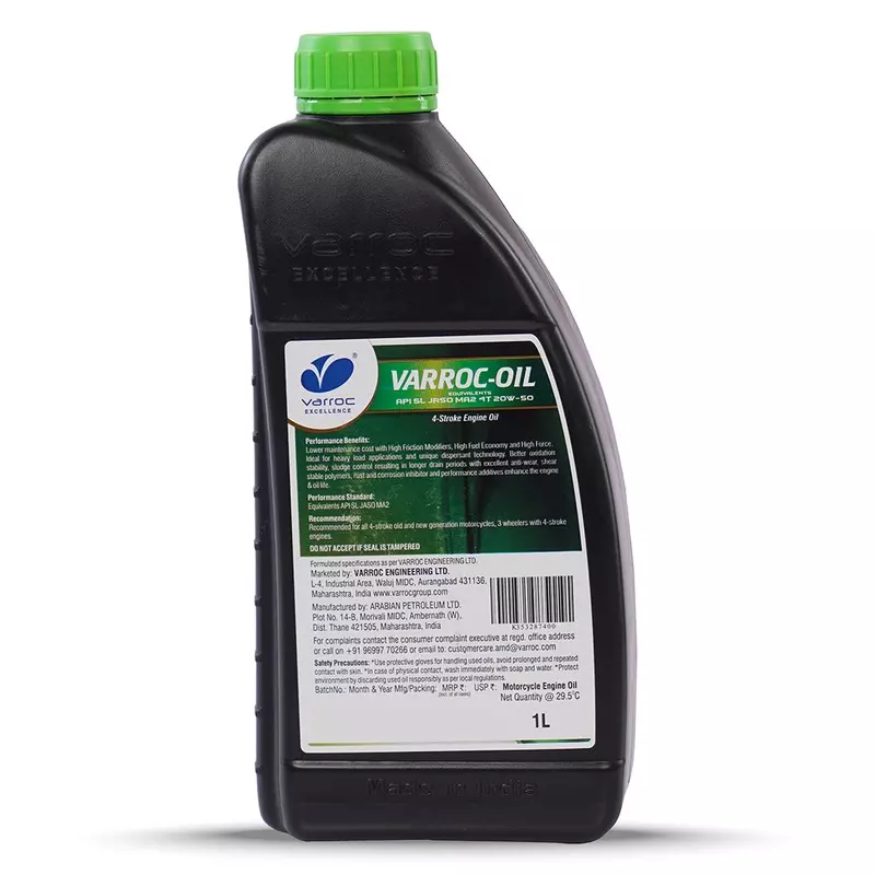 Varroc SAE 20W-50 SL MA2 Multi Grade Engine Oil 1 L for 2 & 3 Wheeler, VOIL-2050D-1000SL (Pack of 6)