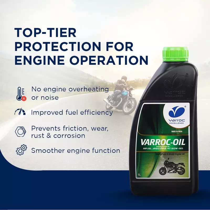 Varroc SAE 20W-50 SL MA2 Multi Grade Engine Oil 1 L for 2 & 3 Wheeler, VOIL-2050D-1000SL (Pack of 6)