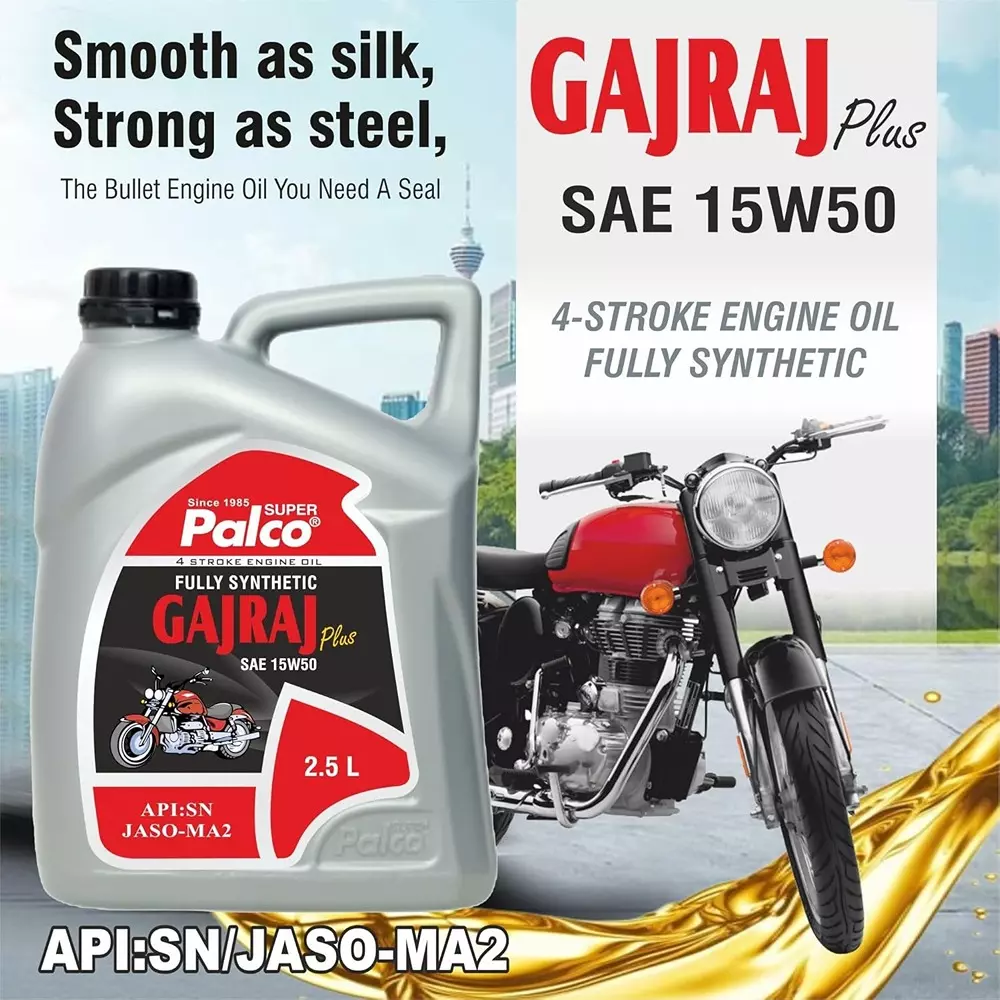 Palco Gajraj Engine Oil 2.5 L Capacity SN, JASO-MA 2 API 15W50-PLUS Clear Golden Natural