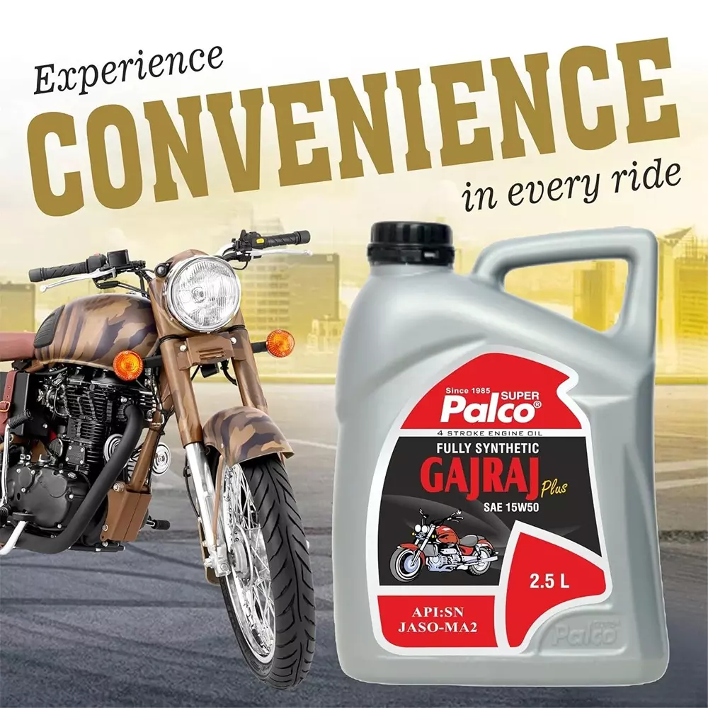 Palco Gajraj Engine Oil 2.5 L Capacity SN, JASO-MA 2 API 15W50-PLUS Clear Golden Natural