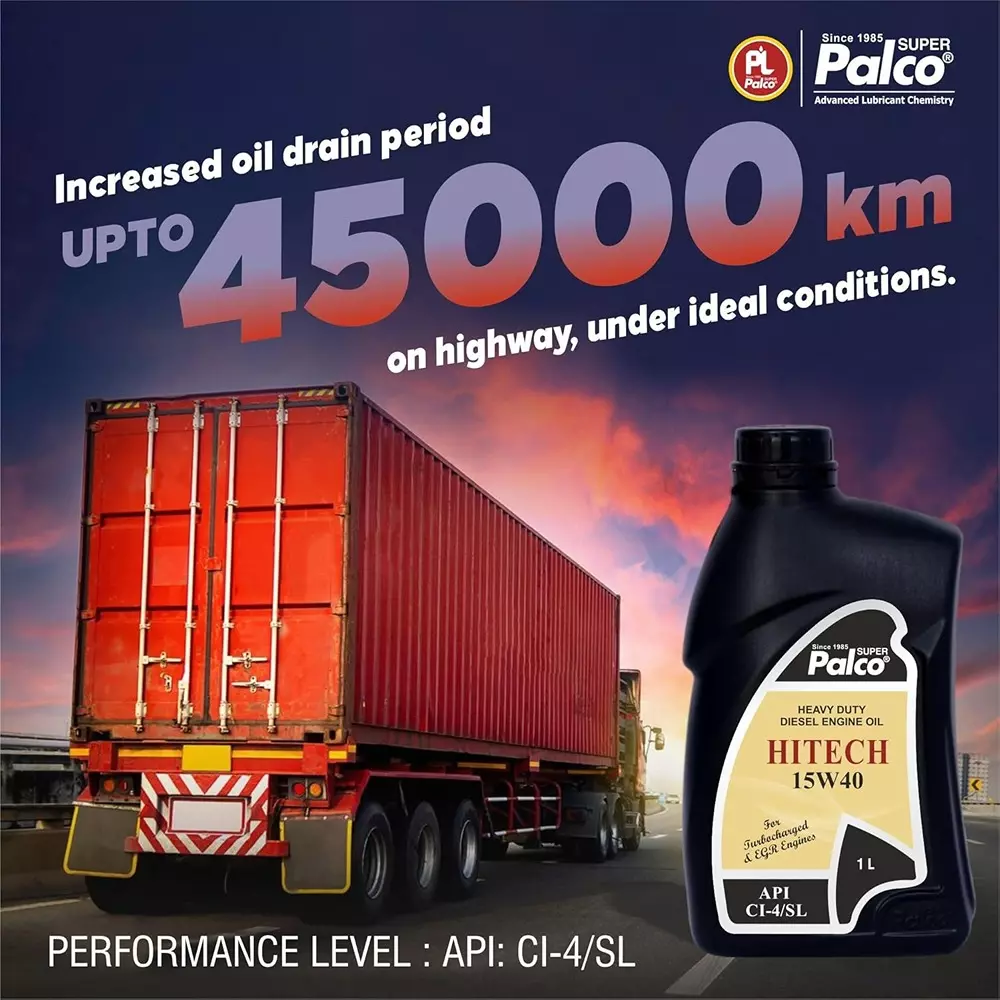 Palco Hitech Engine Oil 1 L Capacity CI-4 / SL API 15W40 Clear Golden Natural
