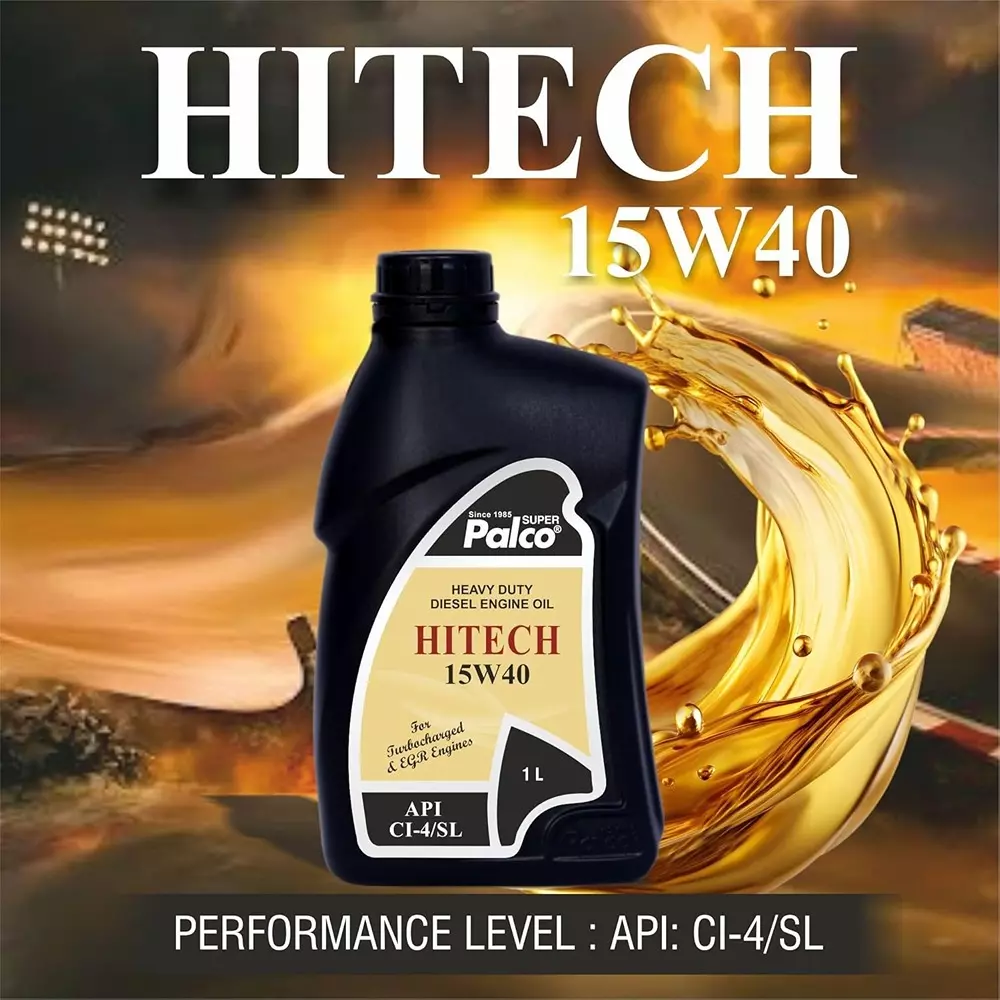 Palco Hitech Engine Oil 1 L Capacity CI-4 / SL API 15W40 Clear Golden Natural