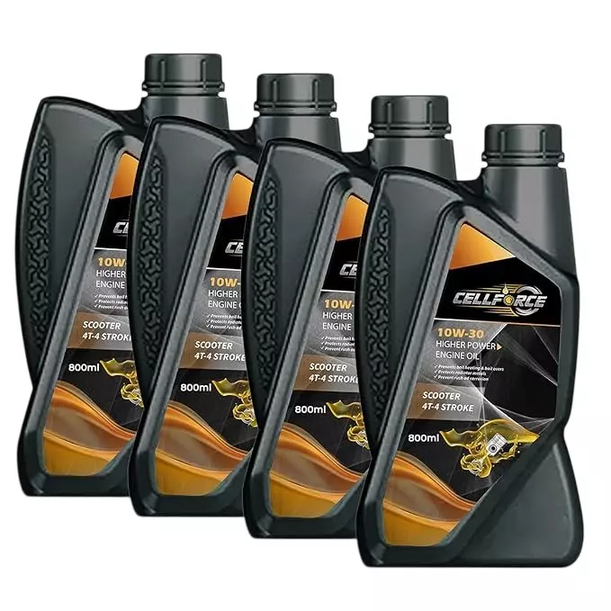 Cellforce Fully Synthetic 4 T-4 Stroke Engine Oil Yellow 800 ml Bottle Liquid Product Form for Scooter Use, C_10w30_3200ML (Pack of 4 Pcs)