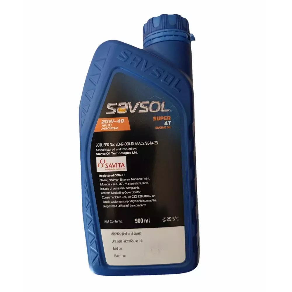 savsol-4t-20w-40-engine-oil-900-ml-capacity-pack-of-20
