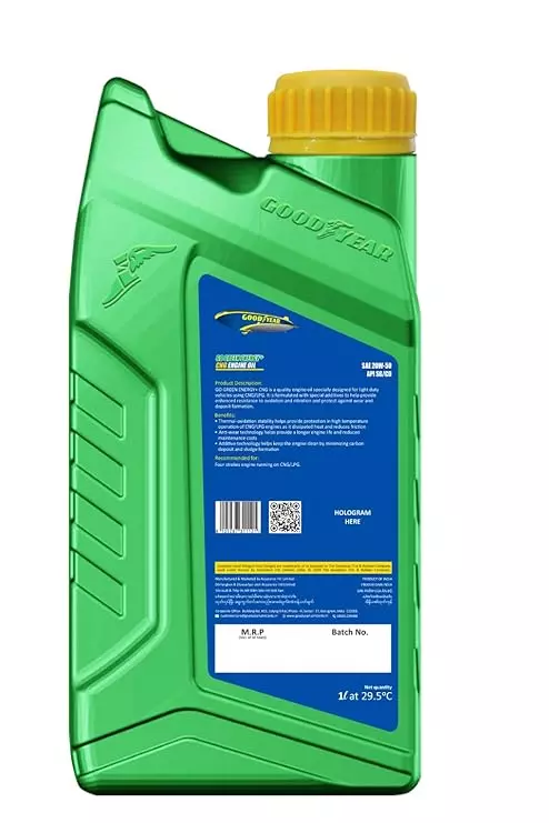 GOODYEAR Go Green+ 1 Ltr 20W50 CNG Engine Oil For CNG Cars & Vehicles
