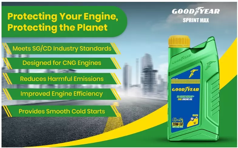 GOODYEAR Go Green+ 1 Ltr 20W50 CNG Engine Oil For CNG Cars & Vehicles