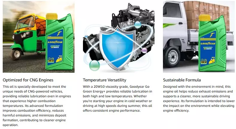 GOODYEAR Go Green+ 1 Ltr 20W50 CNG Engine Oil For CNG Cars & Vehicles