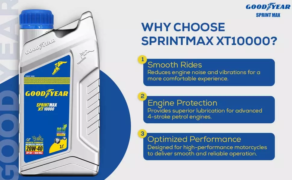 GOODYEAR 20W40 Sprintmax XT10000 4T Semi-Synthetic Engine Oil 1.0 Ltrs