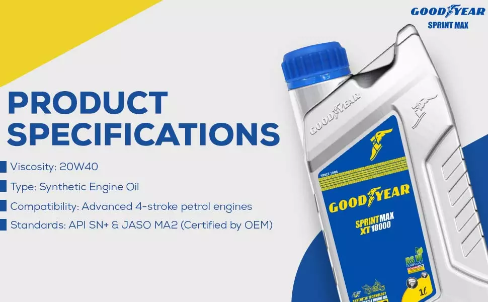 GOODYEAR 20W40 Sprintmax XT10000 4T Semi-Synthetic Engine Oil 1.0 Ltrs