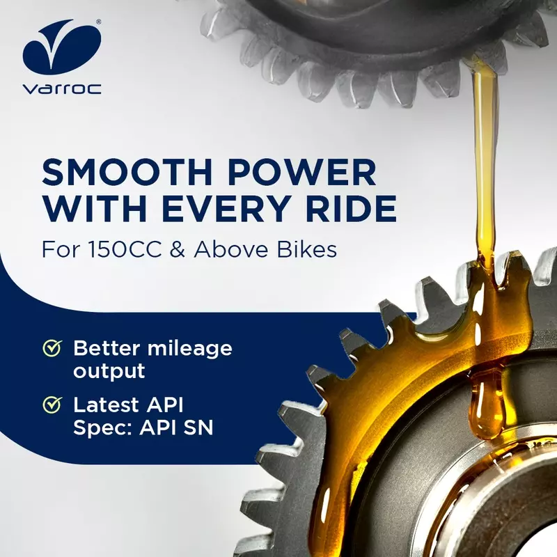 Varroc SAE 20W-50 SN MA2 Synthetic Engine Oil 1 L for 2 & 3 Wheeler, VOIL-2050D-1000SN (Pack of 10)