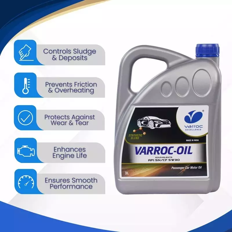 Varroc SAE 5W-30 SN MA2 Synthetic Engine Oil 3 L for 2, 3 & 4 Wheeler, VOIL-5W30-3000SN