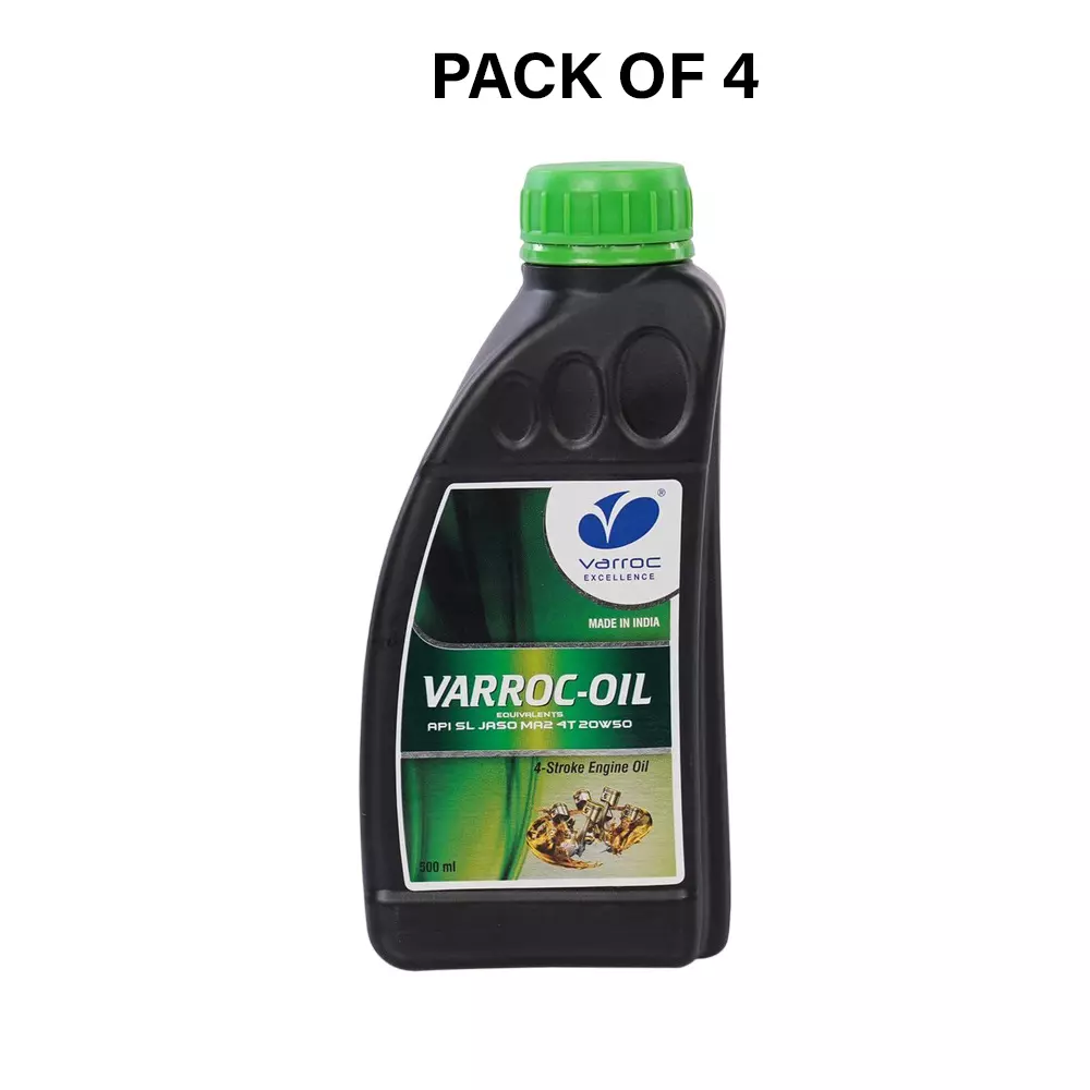Varroc SAE 20W-50 SL MA2 Multi Grade Engine Oil 500 ml for 2 & 3 Wheeler, VOIL-20W50-500SL (Pack of 4)