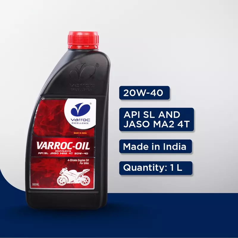 Varroc SAE 20W-40 SL MA2 Mineral Engine Oil 900 ml for Bike, VOIL-20W40-900SL (Pack of 6)