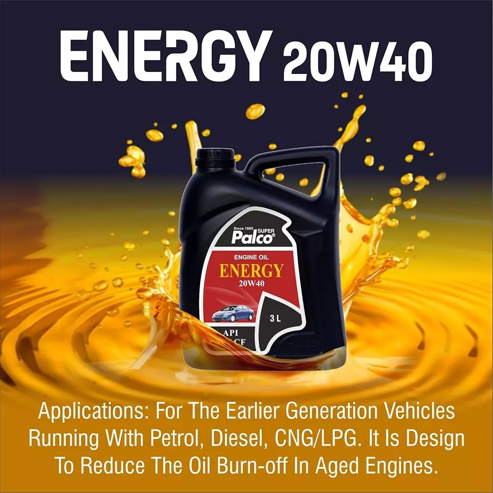 Palco  Engine Oil 3 L Capacity SL/CF API Energy- 20W40 Viscosity Clear Golden Natural