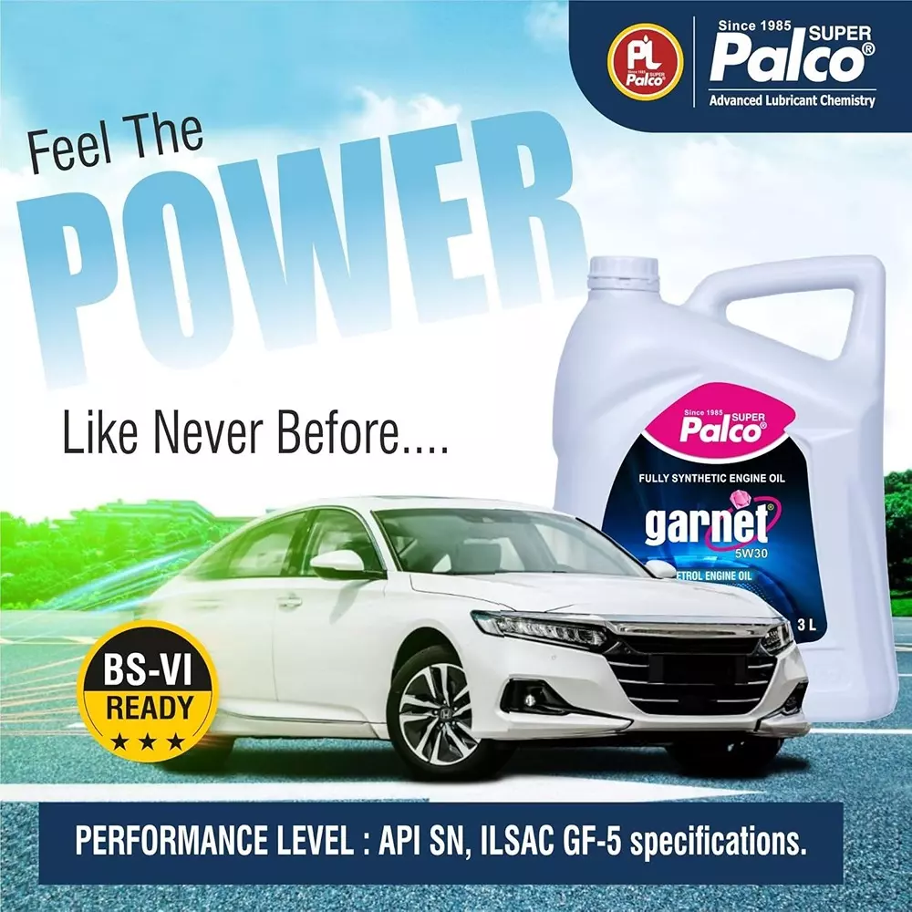 Palco Garnet Engine Oil 3 L Capacity SN, ILSAC GF-5 API 5W30 Clear Golden Natural