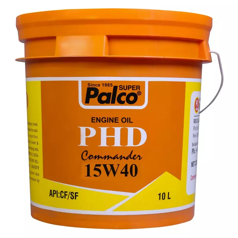Palco Engine Oil CF/SF API 10 L Capacity PHD 15W40 Commander Clear Golden Natural