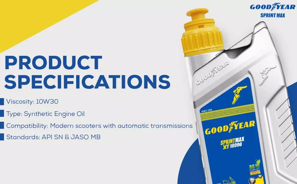 GOODYEAR 10W30 Sprintmax XT10000 4S Semi-Synthetic Engine Oil 0.8 Ltrs