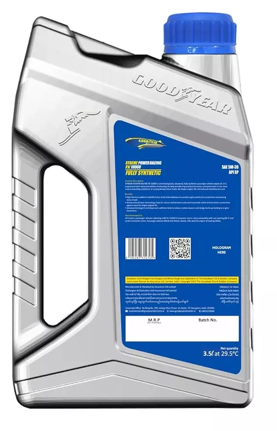 GOODYEAR 3.5 Ltrs 5W30 API SP Xtreme Power Racing FX10000 Fully Synthetic Multigrade Engine Oil