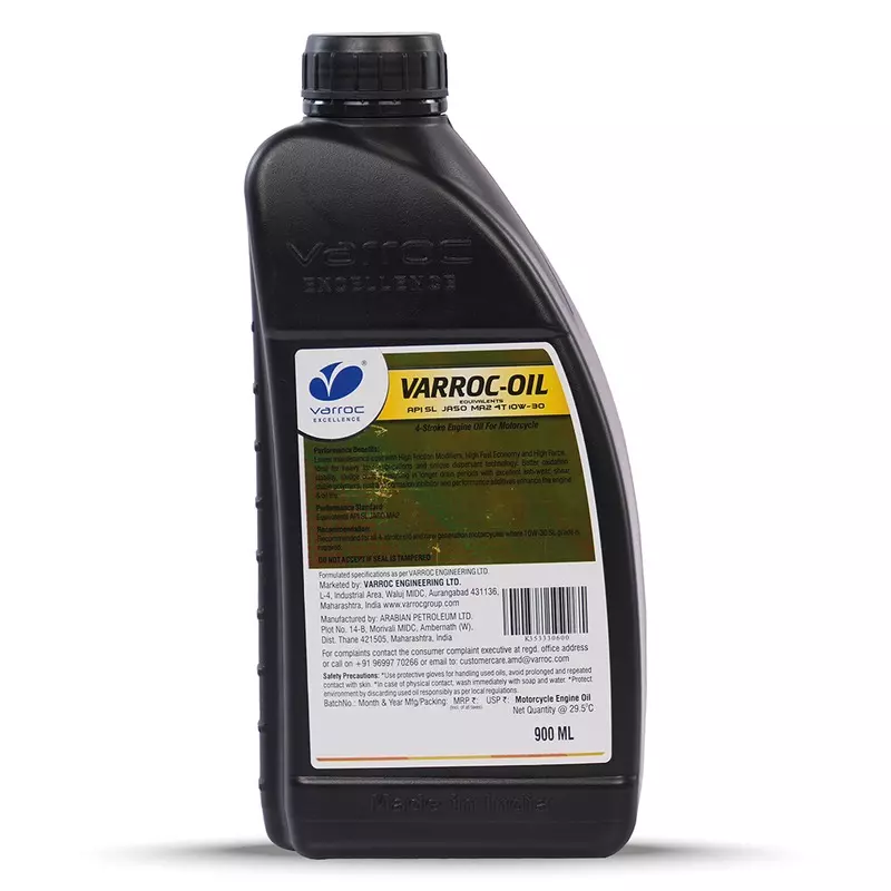 Varroc SAE 10W-30 SL MA2 Mineral Engine Oil 900 ml for 2 Wheeler, VOIL-10W30-900SL (Pack of 12)
