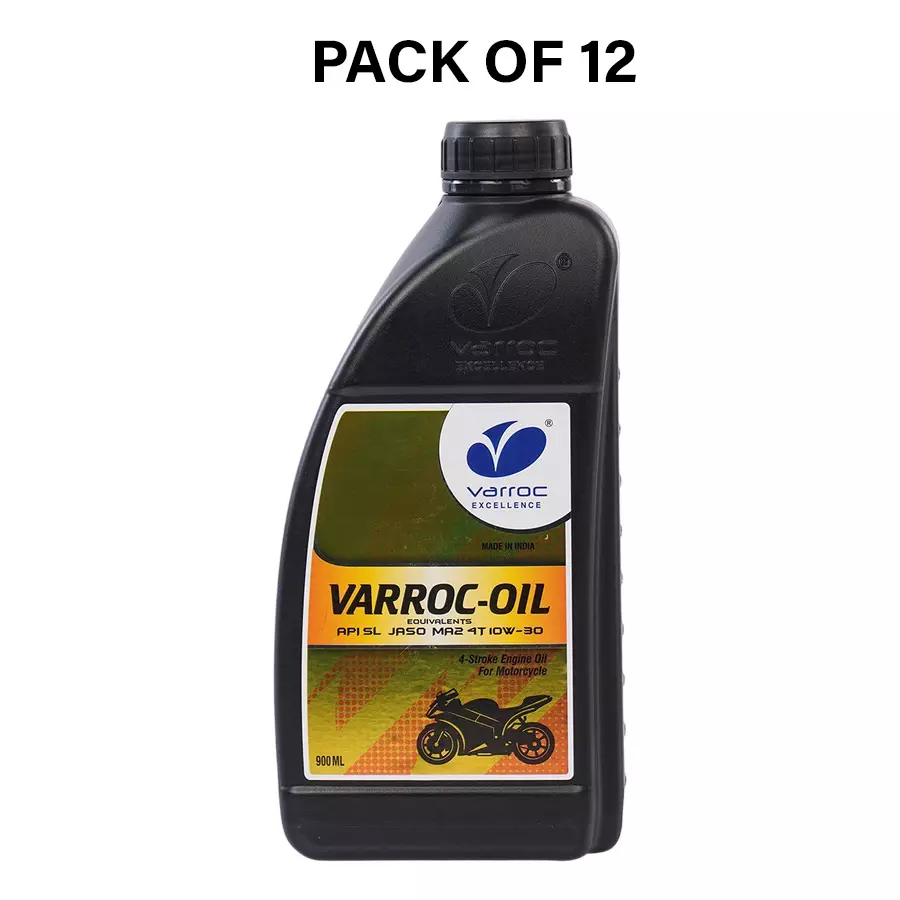 Varroc SAE 10W-30 SL MA2 Mineral Engine Oil 900 ml for 2 Wheeler, VOIL-10W30-900SL (Pack of 12)